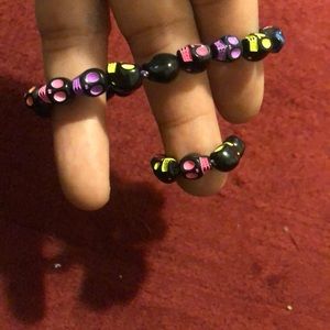 Color full skulls ring and bracelet combo